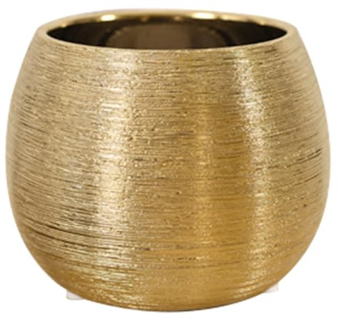Gcroet Vaso da fiori in oro 1 pezzo, fioriera in ceramica dorata con base antiscivolo, vasi rotondi per piante da interno per piante grasse, erbe, piccole, vaso moderno per decorazioni per la casa..