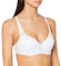 FM London Women's Padded Lace Push-up Bra, White, 36D
