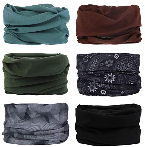 6 Stück Nahtlose Bandanas Multifunktionstuch Schal - Elastiche Multifunktion Stirnband Gaiter Balaclava Gesichtsmaske Kopfbedeckung UV Residenz für Yoga Laufen Wandern Radfahren Motorradfahren