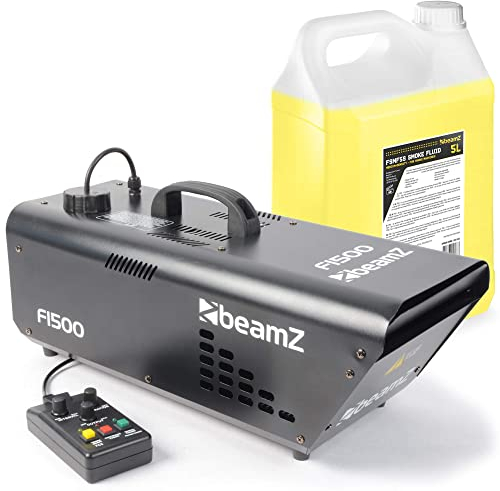 BeamZ F1500 - Hazer Nebelmaschine mit Fernbedienung 1500 Watt mit 5 Liter Nebelfluid, Dunstnebelmaschine, DMX, Timer & Intervallfunktion, Rauchmaschine für konstante Nebelerzeugung auf Bühnen