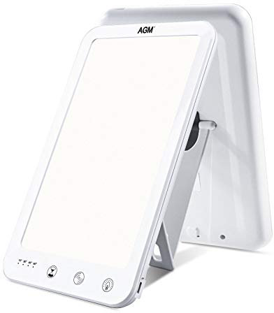 AGM Sad Lamp, Touch Control 10000 Lux Therapy Lamp with 3 Color Modes, 4 Timer Settings & 5 Brightness Levels, Natural Sunlight Lamp |UK Stock|