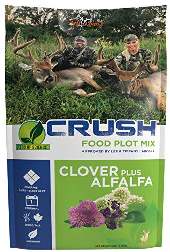 Ani-Logics Outdoors Crush Clover Plus Alfalfa - Deer Food Plot Seed - Perennial Clovers + Alfalfa with Drought Tolerance for Reliable Season-Long Attraction