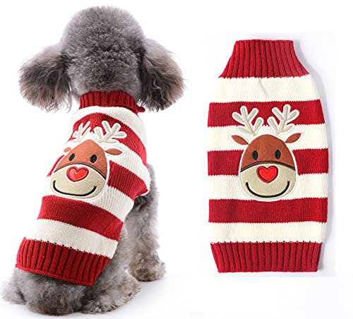 HRTTSY Weihnachten Hundepullover, Winter Warmer Hund Katze Pullover Kleidung Haustier Mantel Kostüm Welpenpullover Pullover Bekleidung für kleine mittelgroße Hunde Großer Hund Haustierpullover