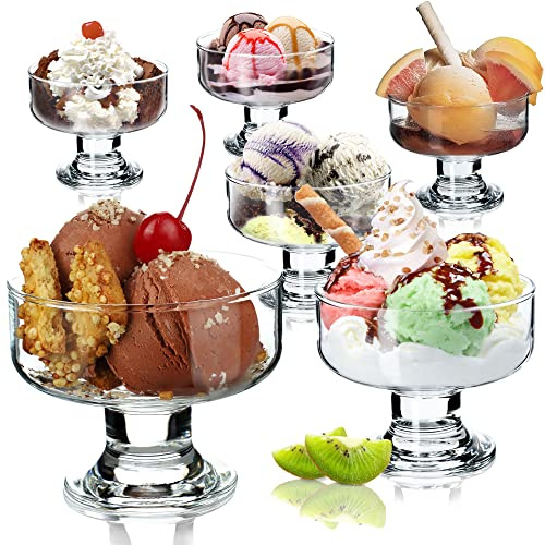 KADAX Copas de Cristal para Helado y Postre, Cuencos para Coctel de Marisco y Gambas, Juego de Vasos de Vidrio para Postres y Helados (6, 180 ml)