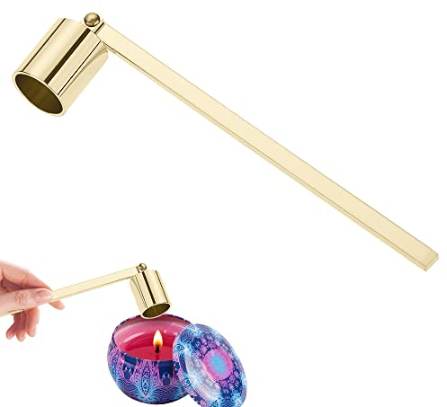 CORTNEY Spegni Candela per Candele in Acciaio Inox con Manico Lungo, Strumenti per la Cura delle Candele può Spegnere in Sicurezza Gli Stoppini delle Candele(Oro)
