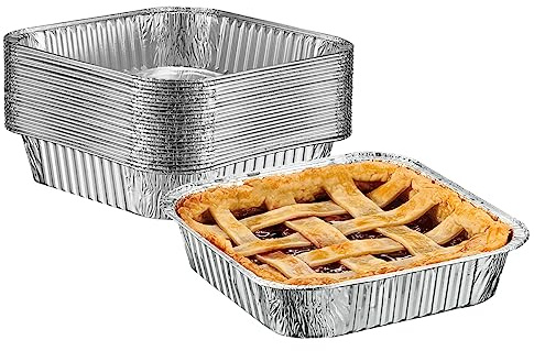 GUSTO [25 Sets 8-Inch Square Foil Pans (Lids Not Included) - Aluminum Pans, Disposable Food Containers For Baking, Cooking, Storing and Preparing Food (Formerly Comfy Package)