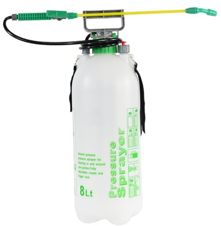High-pressure 5L pump sprayer, adjustable stainless-steel nozzle, carrying strap. Perfect for weed killer, pesticides, cleaning. Durable and versatile (8 Litre Sprayer Pump)