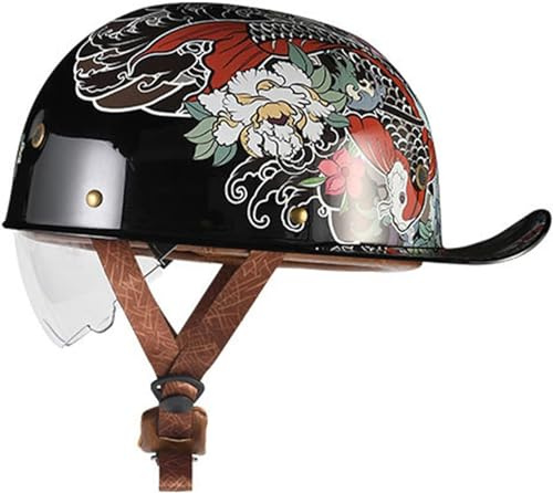 YMKJGZS Vintage Motorcycle Half Helmet Fashion Baseball Cap Half Shell Helmet,DOT Approved Cruiser Chopper Scooter Helmet for Men Motorcycle Half Helmet Women Moped Helmet (3,L)