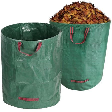Gartenabfallsack 2x 120L Gartensack Laubsack, Gartensäcke Grünabfall Stabil Wasserdicht Robust Faltbar Wiederverwendbar, Behälter für Gartenabfälle,Grassack mit Griffe,Garten Laubsammelsäcke