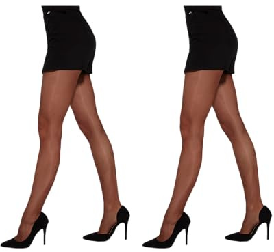 MYCHICLEGS Collant voile fin 20 DEN femme beige marron (Bronze) T6 lot de 2