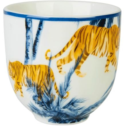 GENEVIEVE LETHU 537678 Gobelet 12.5 cl Porcelaine - Collection BALADE DANS LA JUNGLE - Ø 6.5 cm H 6 cm - Coloris Bleu