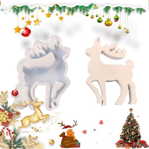 Fokroin Moule Silicone Noel, Élan, Moule Artisanat, Bougie