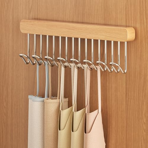 Recitem Cintre de Ceinture Extensible pour Penderie, Porte-Pantalons, Extensible, Peu Encombrant, 8 Crochets Vers la Droite, Bois, Acier au Carbone