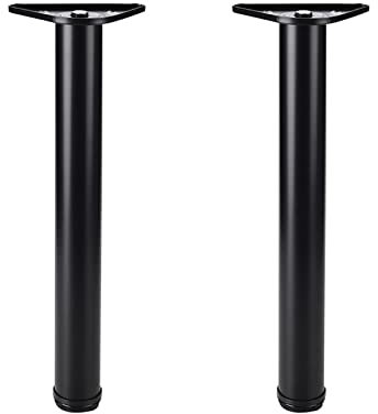Verstellbare Möbelfüße aus Aluminiumlegierung, für Computertisch, Esstisch, 2 Stück, Metall-Tischbeine, Bürotisch, Werkbank, individuelle Höhe (0 x 140 cm) mit Schrauben, Schwarz (110 cm)