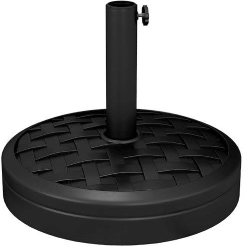 Outusnny Base per Ombrellone da 18 kg con Manovella Girevole e Design Intrecciato, Basamento per Ombrellone in Metallo, HDPE e Cemento, per Pali di Ombrelloni da Ø38/48 mm, Ø45x36 cm, Nero