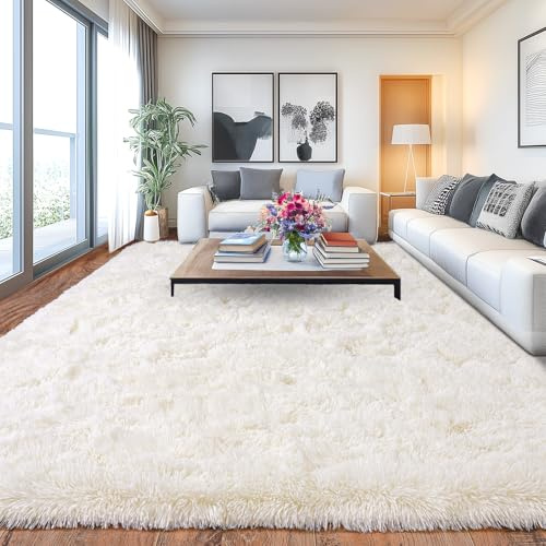 Chicnix - Alfombra grande de salón, de pelo largo, 160 x 230 cm, crema, suave, antideslizante, moderna y esponjosa, para el salón, el dormitorio, la habitación de los niños, el dormitorio, decoración