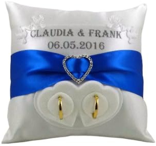 Cuscino per anelli con nome e data, scatola per fedi nuziali, colore a scelta, esclusivo cuscino da sposa, cuscino per anelli, nome matrimonio, data, anello da sposa, colore a scelta.