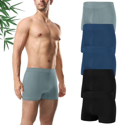 Channo Boxershorts för män av bambu utan sömmar – bekväm och cool design, naturligt val för daglig användning, 5-pack, XXL