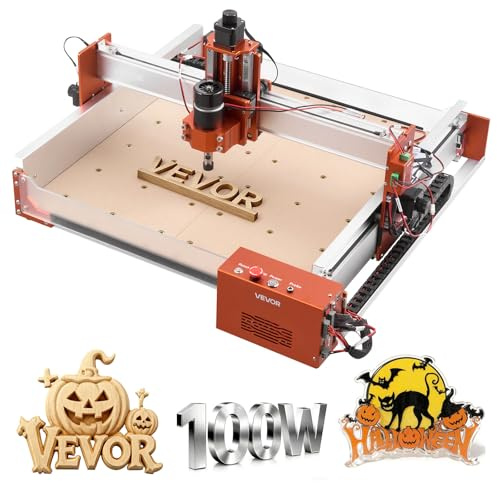 VEVOR CNC Router Machine, 100W Spindle, 3-Axis Wood Engraving Milling Machine, with 15.75 x 15.75 x 3.74 in Working Area, Linear Rail, Aluminum Alloy Structure, for Wood Acrylic Carving Cutting