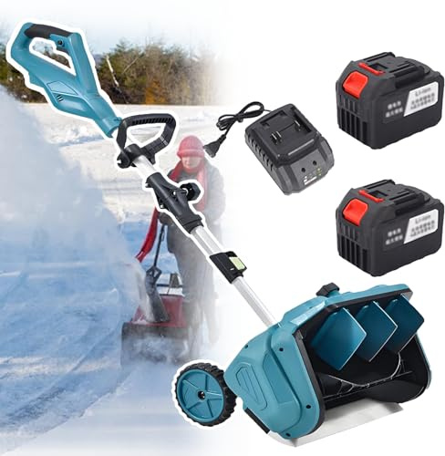 Spazzaneve elettrico senza fili, spazzaneve elettrico da 1000 W, spazzaneve senza fili con barra direzionale, alimentato a batteria e 1 caricabatterie incluso, per patio, parco giochi, fattoria