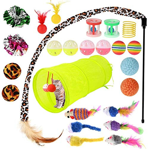 BETOY Jouet Chat 21PCS Jouets pour Chat Assortis Cat Interactive Jouets Set Souris Boule Plume Jouet interactif en Plume Tunnel pour Chat pour Chat Chaton Minou