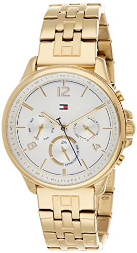 Tommy Hilfiger Multi Zifferblatt Quarz Uhr für Damen mit Gelbgoldfarbenes Edelstahlarmband - 1782223