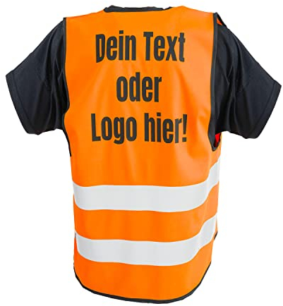 GERLINOVA Warnwesten beducken lassen mit Ihrem Logo oder Text. Druck mit Hochwertiger Flexfolie, Kein verwaschen vom Aufdruck möglich. (Orange, xx_l)