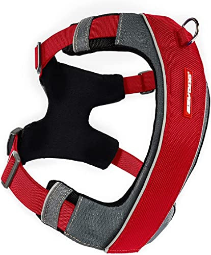 EzyDog X-Link Harness | Dog Harness, Front & Rear Attachment, Reflective Stitching, Red, L