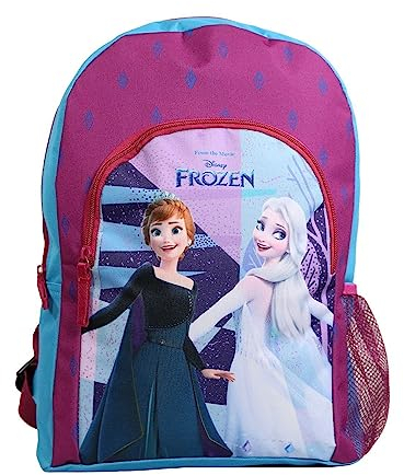 Bagtrotter Rucksack mit Tasche, 37 cm, Motiv Disney Die Eiskönigin Elsa und Anna, Violett/Blau
