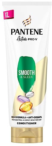 Pantene Pro-V Smooth & Sleek Hair Conditioner, 2x The Nutrients In 1 Use, Strengthen Hair From Within, For Frizzy And Dull Hair, 350ML