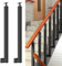 Poteaux De Balustre D'escalier Carrés - Broches De Garde-Corps En Métal Réglables à 270° Avec Base De Support Plat Et Kits De Vis; Les Poteaux En Fer Noir Conviennent à La Terrasse