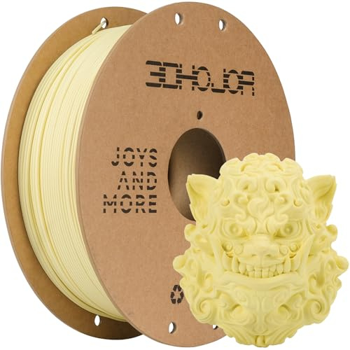 3DHoJor Matte PLA Filament 1.75mm Almond Yellow, Upgrade Matte 3D Printer PLA Filament, 1kg Spool (2.2lbs) Cardboard Spool 3D Printing Filament for 3D Printers