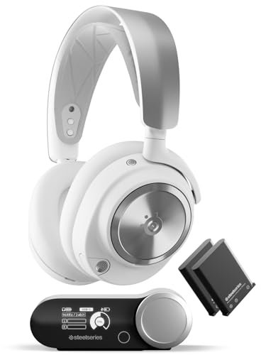 SteelSeries Arctis Nova Pro Wireless Multi-System Gaming Headset - Neodymium Magnetic Drivers - Active Noise Cancellation - Infinity Power System - Gen 2 Mic - PS5, PS4, PC, Switch, Mobile - White