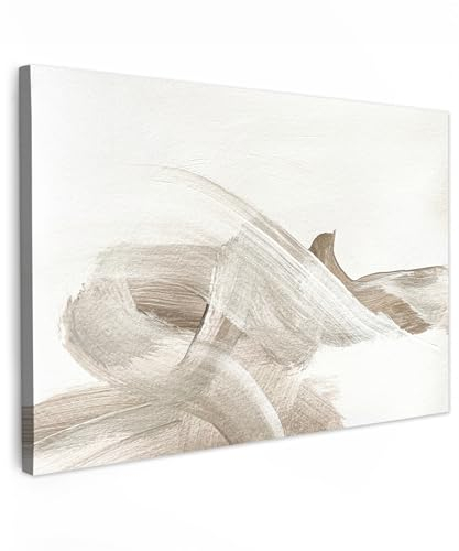 MuchoWow© Bilder Groß 120x80 cm XXL Wohnzimmer Deko Modern Wandbild Kunstdruck auf Leinwand Bild Schlafzimmer über Bett Room Decor Geschenke Abstrakt - Moderne Kunst - Beige