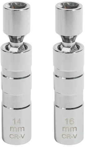 Flaconi 2 Stück Zündkerzenschlüssel Auto,Kfz Werkzeug,Magnet Zündkerzen Nuss,Zündkerzenschlüssel 14mm und 16mm,Universal Flexibel Zündkerzenschlüssel Satz Werkzeuge zum Entfernen von Zündkerze