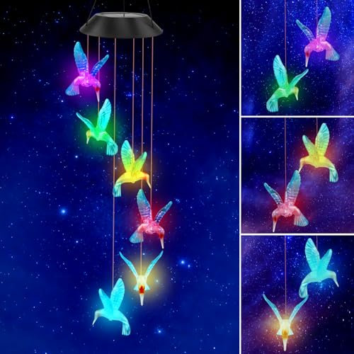Solar Lanterns Outdoor,Hanging Solar Lights for Garden,Waterproof Metal LED Table Lanterns,Patio,Yard,Auto On/Off,IP65 Water Resistant,Solar Powered Decorative Lanterns for Courtyard (Wind Chimes)