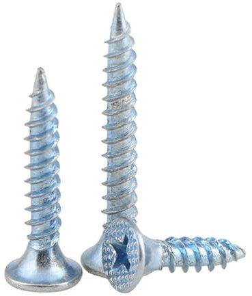 DEPYEE 20pcs M3.5 Reinforced KA Countersunk Head Self Tapping Screw Galvanized Cross Flat Head Wood Screw Drywall Nail(Blue zinc-plated,M3.5x16)