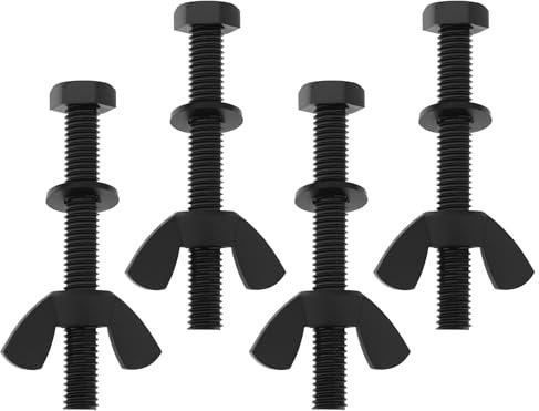 EMSea 4 Pernos de Nailon con Varilla en Espiral Compatible con XP Deus El Detector de Metales Subterráneo M6 X 50 Mm con Arandela M6 Y Tuerca de Mariposa de Nailon M6 Negra