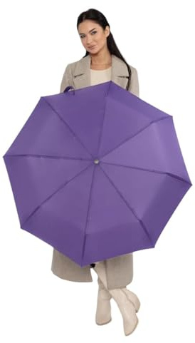 ROYALWORTH Windproof Travel Umbrella - Compact, Light, Full Automatic Open/Close - Folding Backpack Umbrella for Rain & Sun UV Protection For Men & Women, Unbreakable 8 Fiberglass Ribs UK Design