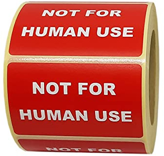 500 étiquettes 5,5 x 3,5 cm NOT FOR HUMAN USE autocollantes | Autocollants rectangulaires en papier adhésif en rouleaux pour indiquer une mention de danger d'utilisation en Anglais