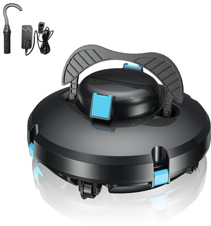 Vozascly S1 Robot Piscina, Batteria a Doppia Azionamento, Autonomia 130 Min per Piscine Fuori Terra 100 m², Supera 18° di Pendenza, Drenaggio Rapido, Parcheggio Automatico