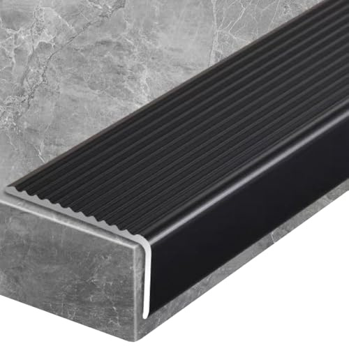 VNBQB 3-Pack Metal Stair Nosing Edge Trim, 36in x 2 in x 1.2in, Aluminum Stair Edge Protector Non-Slip for Indoor Outdoor, Black