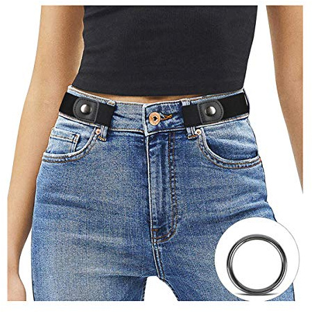 JasGood Cintura Elastica Senza Fibbia per Donna Cinture Elastica Regolabile Invisibili da Donna Uomo per Jeans Pantaloni Abiti,Black,M-L：Adatto al girovita 86cm-125cm