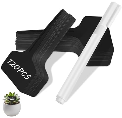 Etiquetas para Plantas, 100 Piezas Etiquetas Plantas Plastico con Rotulador, Impermeable Marcadores de Jardín Reutilizable, para Semillero, Semillas, Plantas, Hierbas（negro）