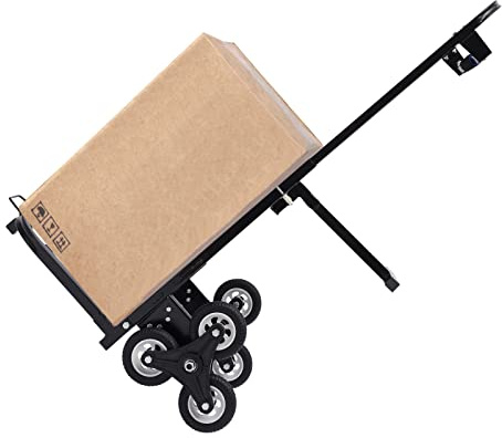 Chariot Monte-Escalier d'une Capacité de 209 kg (460 lb), Chariot Pliable Portable à 6 Roues, Diable Monte-Escalier avec Poignée Réglable pour le Transport, Chariot Tout-Terrain Robuste pour Escaliers