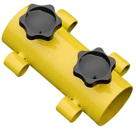 SHERCHPRY Base para Varilla de Toldo Ajustable de Acero, Soporte Fijo Amarillo, Resistente y Compacto, Accesorio para Postes de Tienda de Campaña, Adecuado para Camping y Actividades