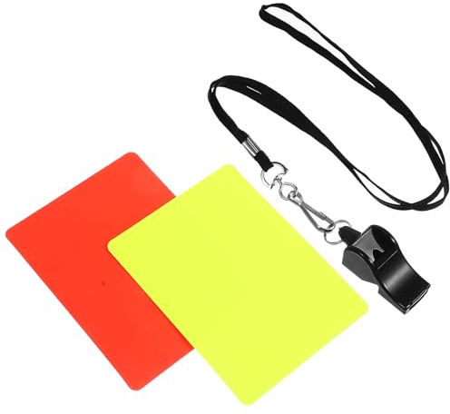 DIYEAH Set Arbitro Calcio Cartellini Rosso e Giallo in PVC Resistente e Fischietto Cordino, Accessori per Arbitri Professionali per Partite e Allenamenti Sportivi