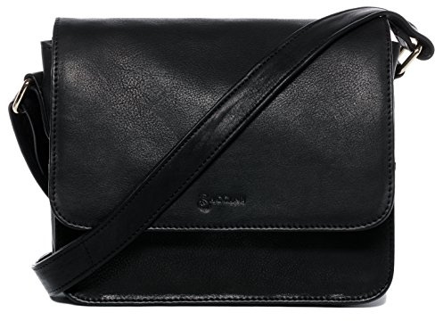 BACCINI Schultertasche echt Leder - Handtasche ELA - Umhängetasche Damentasche mit Schultergurt - Ledertasche Damen schwarz handgefertigt