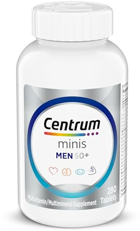 Centrum Minis Silver Multivitamin for Men 50 Plus, Multivitamin/Multimineral Supplement, Vitamin D3, B-Vitamins and Zinc, Non-GMO Ingredients, Supports Memory and Cognition in Older Adults - 280 Ct