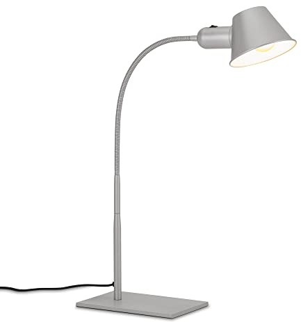 BRILONER - Lampada da tavolo flessibile, lampada da tavolo regolabile, lampada da tavolo con interruttore a levetta, 1x presa E27 max. 10 watt, cavo incluso, cromo opaco, 65 cm